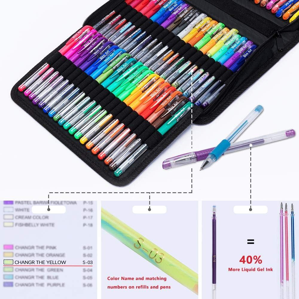 imageGel Pens for Adult Coloring Books 160 Pack Artist Colored Gel Pen with 40 More Ink Black Case Perfect for Kids Drawing Doodle Crafts Journaling Planner