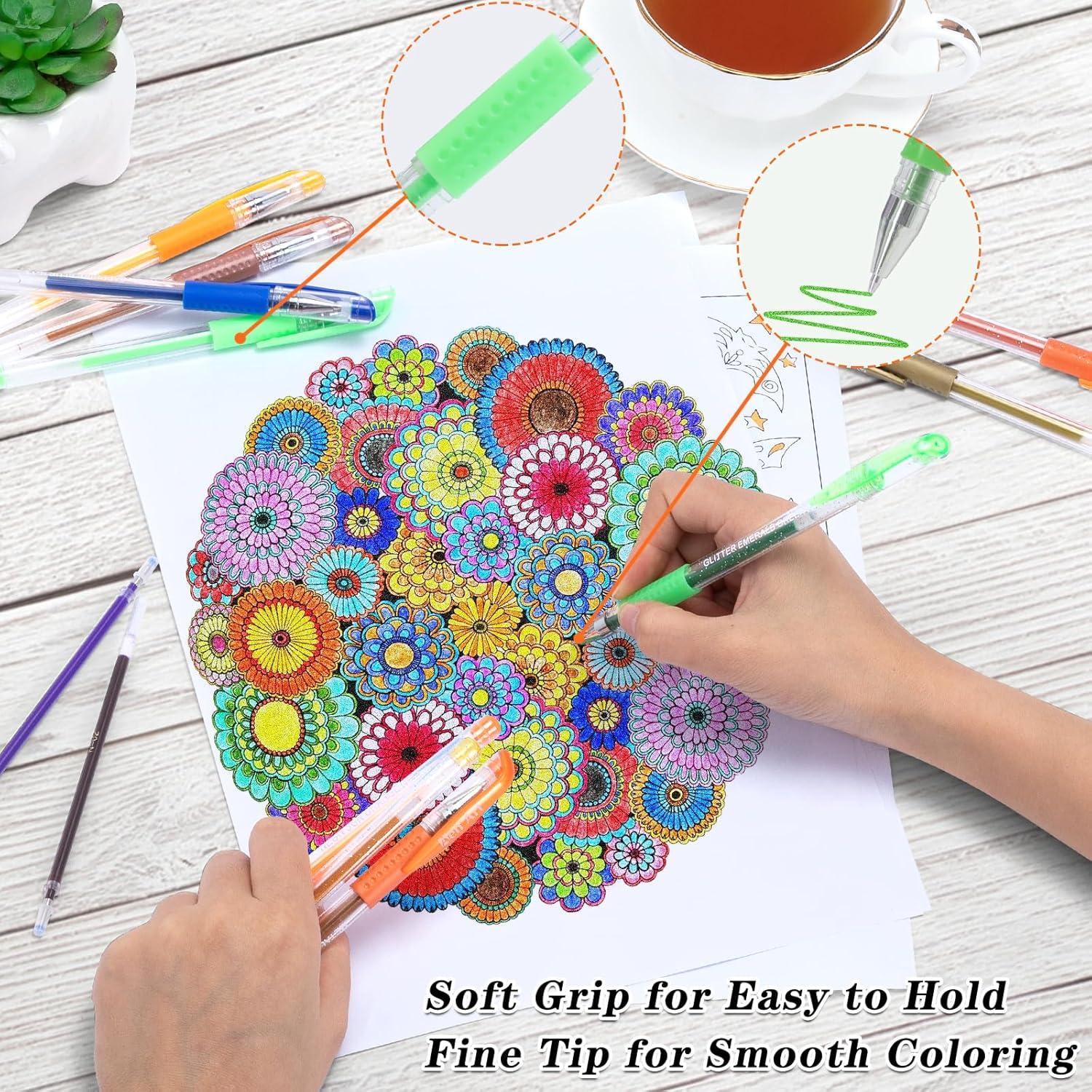 imageGel Pens for Adult Coloring Books 160 Pack Artist Colored Gel Pen with 40 More Ink Black Case Perfect for Kids Drawing Doodle Crafts Journaling Planner