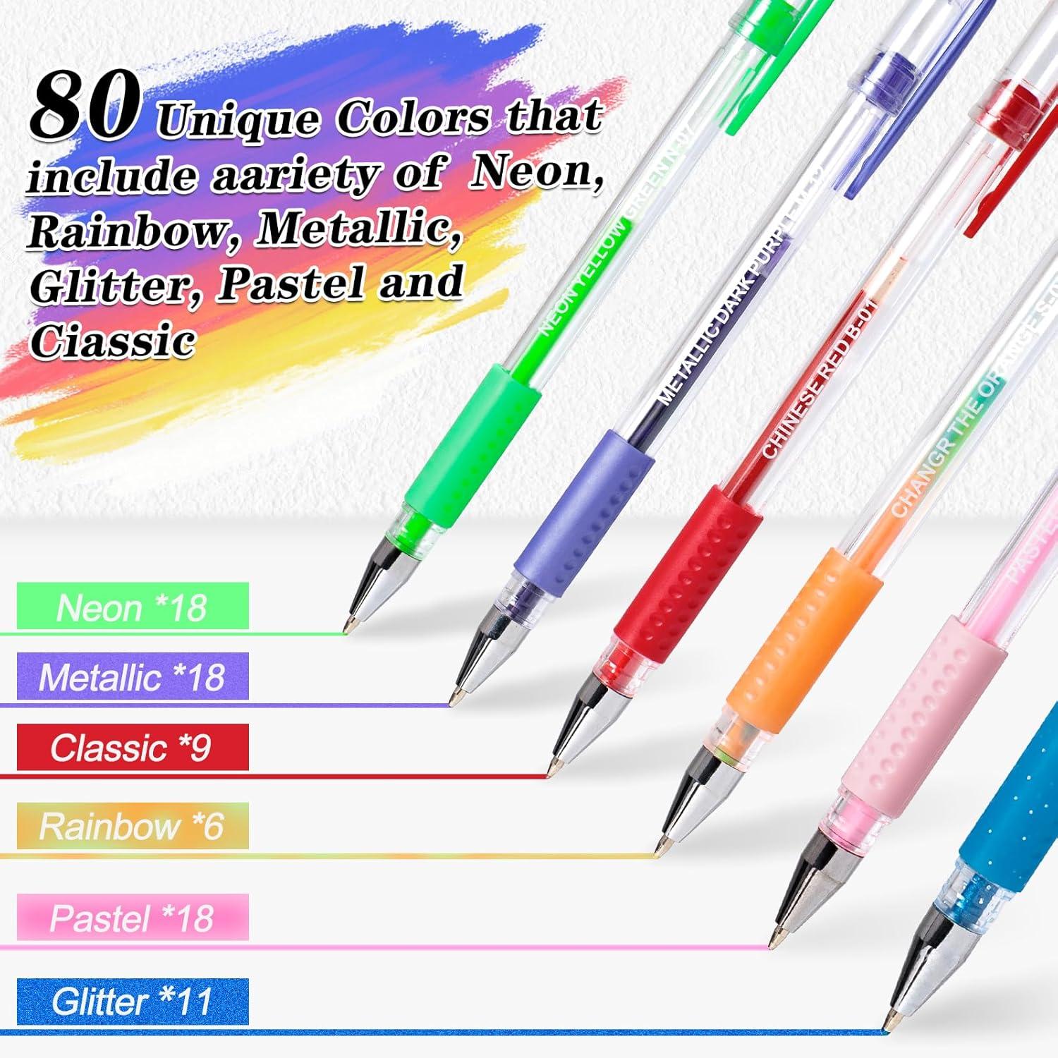 imageGel Pens for Adult Coloring Books 160 Pack Artist Colored Gel Pen with 40 More Ink Black Case Perfect for Kids Drawing Doodle Crafts Journaling Planner