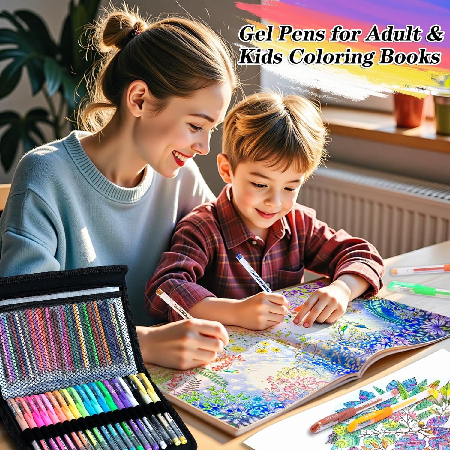 imageGel Pens for Adult Coloring Books 160 Pack Artist Colored Gel Pen with 40 More Ink Black Case Perfect for Kids Drawing Doodle Crafts Journaling Planner