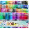 imageGlitter Gel Pens 100 Color Glitter Pen Set for Making Cards 30 More Ink Neon Glitter Gel Marker for Adult Coloring Books Journaling Crafting Doodling DrawingMulticolor