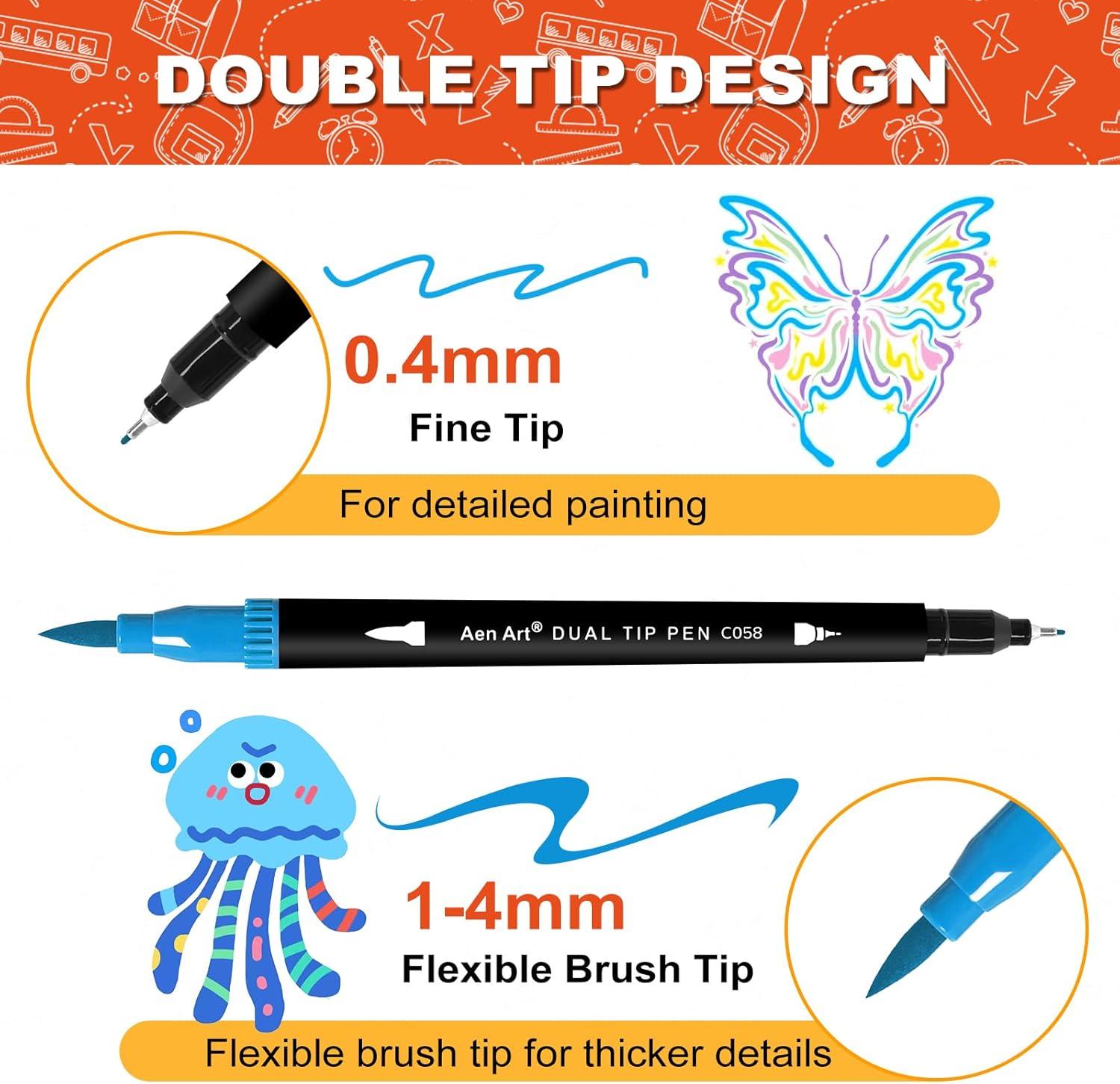 image120 Colors Dual Tip Brush Pens Art Markers for Adult Coloring Books Artist Drawing Sketch Markers Set with Fine ampamp Brush Tip120 Colors