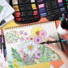 image120 Colors Dual Tip Brush Pens Art Markers for Adult Coloring Books Artist Drawing Sketch Markers Set with Fine ampamp Brush Tip120 Colors