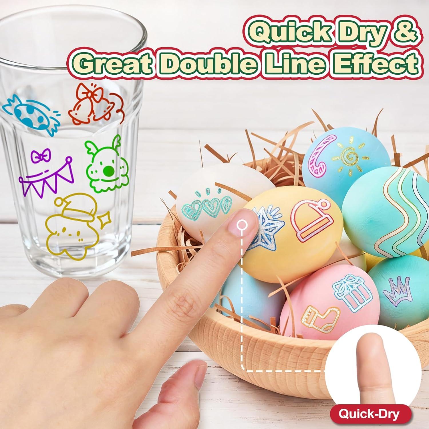 imageAen Art 24 Colors Outline Glitter Markers Shimmer Metallic Pens Christmas Stocking Stuffer for Teen Girl Great Gift for Artists and Craft Lovers